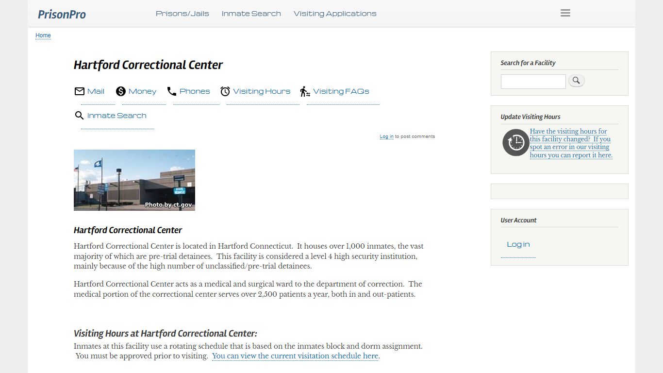 Hartford Correctional Center Visiting hours, inmate phones, mail